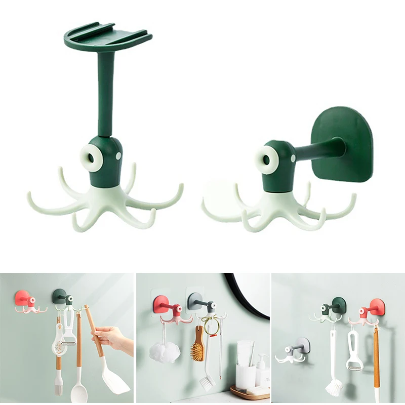 

6 Claws Rotatable Hook Punch-Free Octopus Shaped Universal Hanging Gadgets for Bathroom Wall Kitchen TSL1