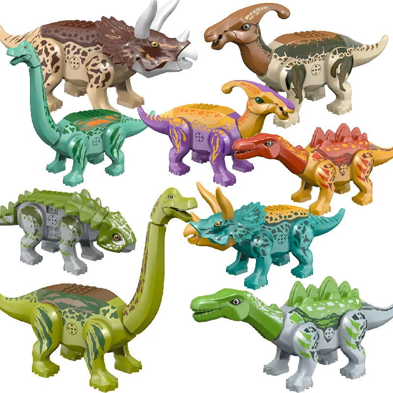 Dinosaurios 3d del Mundo Jurásico con sonido, bloques de construcción, Dino Park, museo, juguetes educativos Diy para niños, regalos