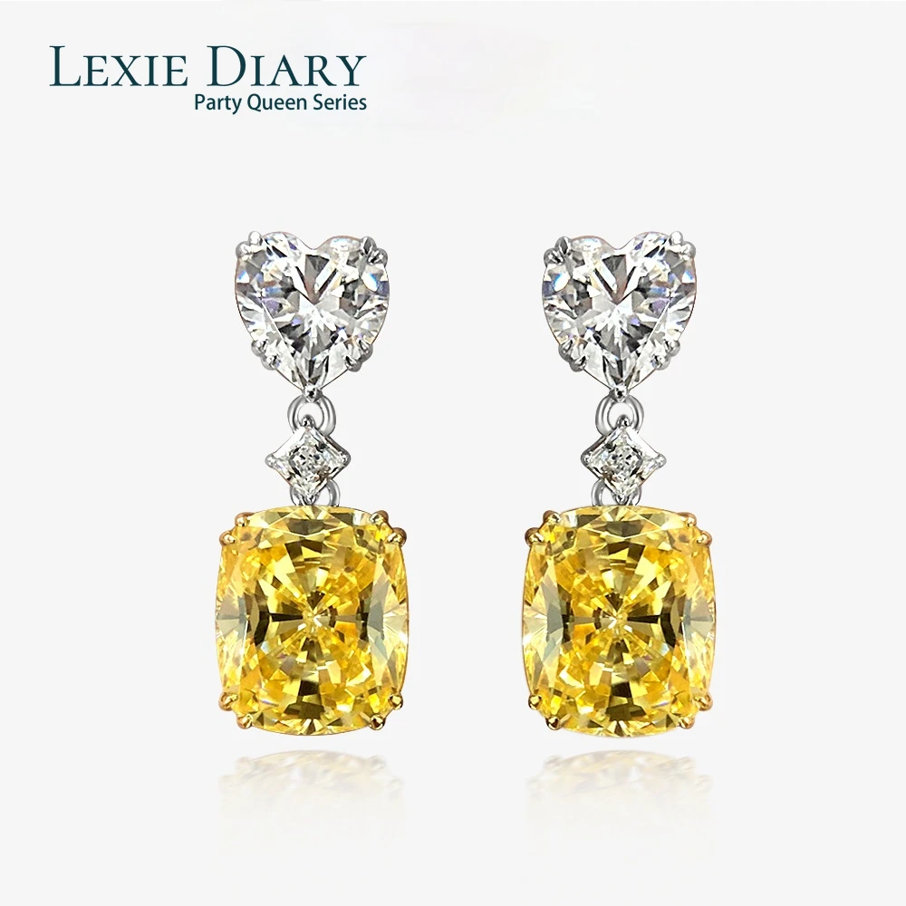

Lexie DiarySparking Created Moissanite Citrine Silver Earrings For Women 100% 925 Sterling Silver Diamond Drop Earring Wholesale