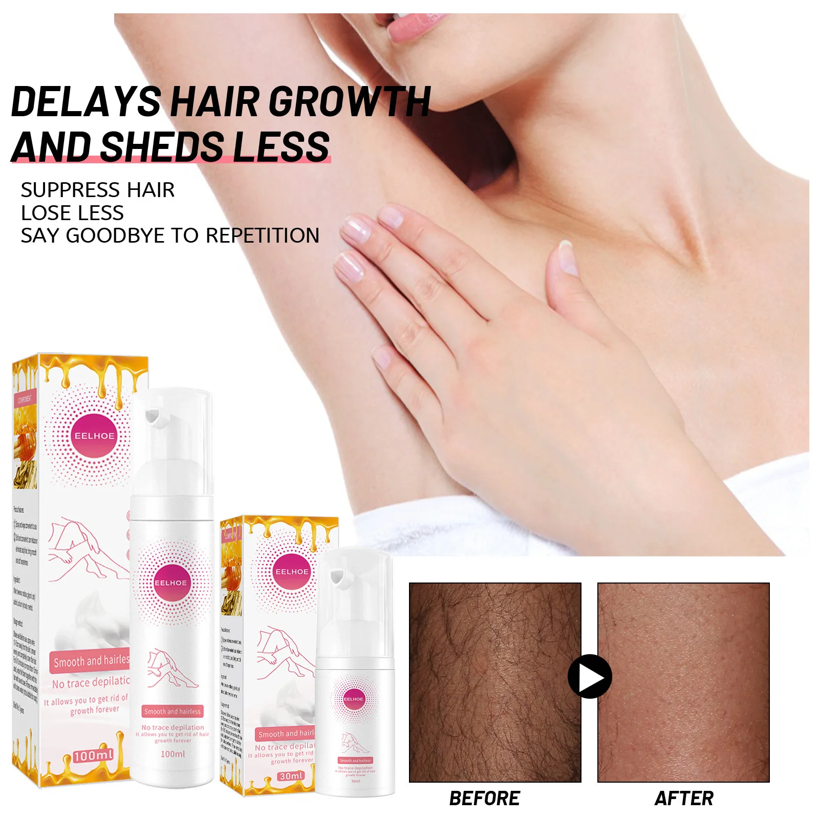 Honey Mousse hair removal spray Armpit hair leg hair moisturizing moist foam gentle skin-friendly non-irritating