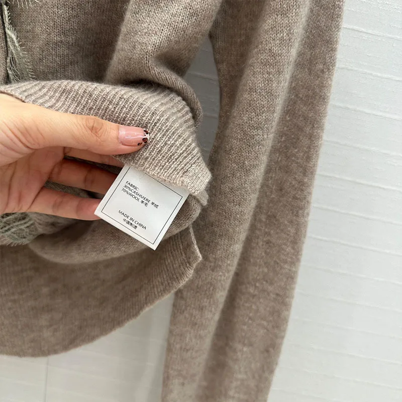 Женский однобортный Кардиган элегантный кашемировый кардиган с кружевной