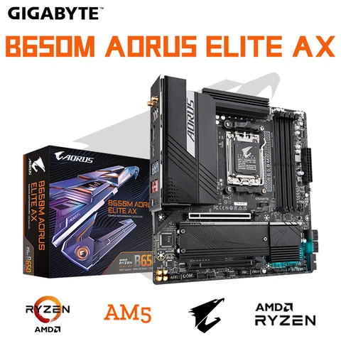 Новая Материнская плата GIGABYTE GA B650M AORUS ELITE AX Micro-ATX AMD B650 DDR5 6600(OC) МГц M.2 USB3.2 128G Wi-Fi 6E Socket AM5