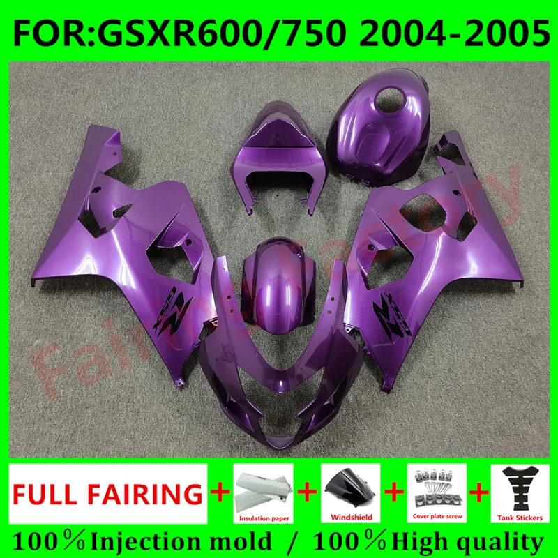

Новый комплект обтекателей для мотоцикла ABS Подходит для GSXR600 750 04 05 GSXR 600 GSX-R750 K4 2004 2005 полный комплект обтекателей фиолетовый