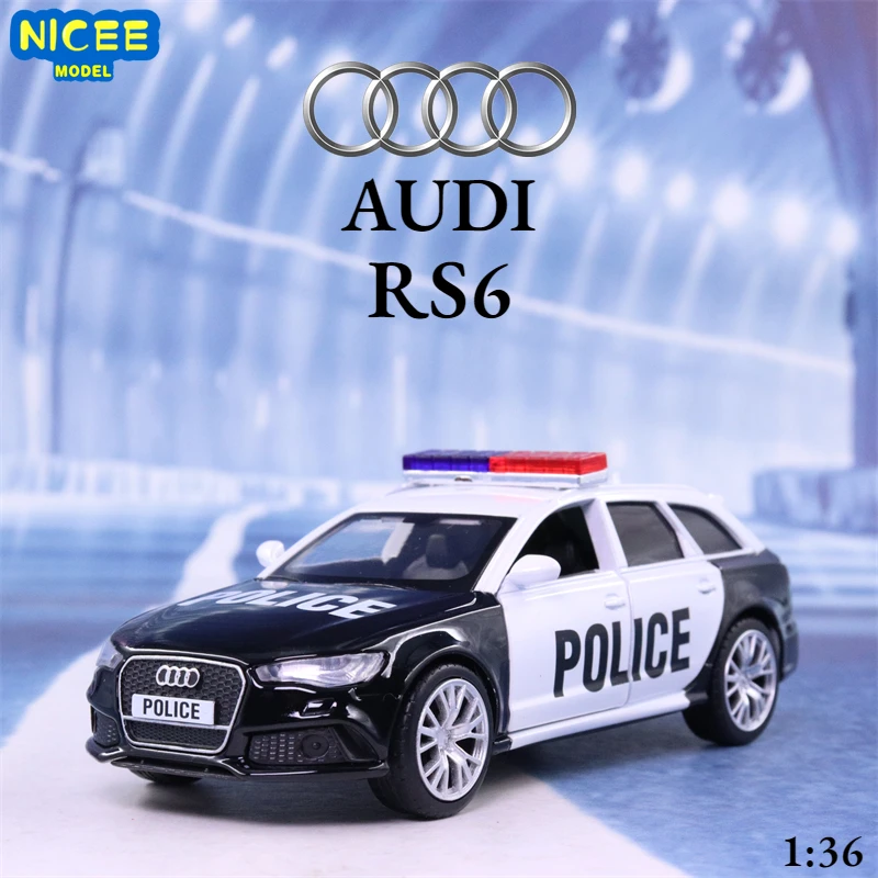 

1:36 Audi RS6 police car High Simulation Diecast Car Metal Alloy Model Car Toys for Children Gift Collection Y1