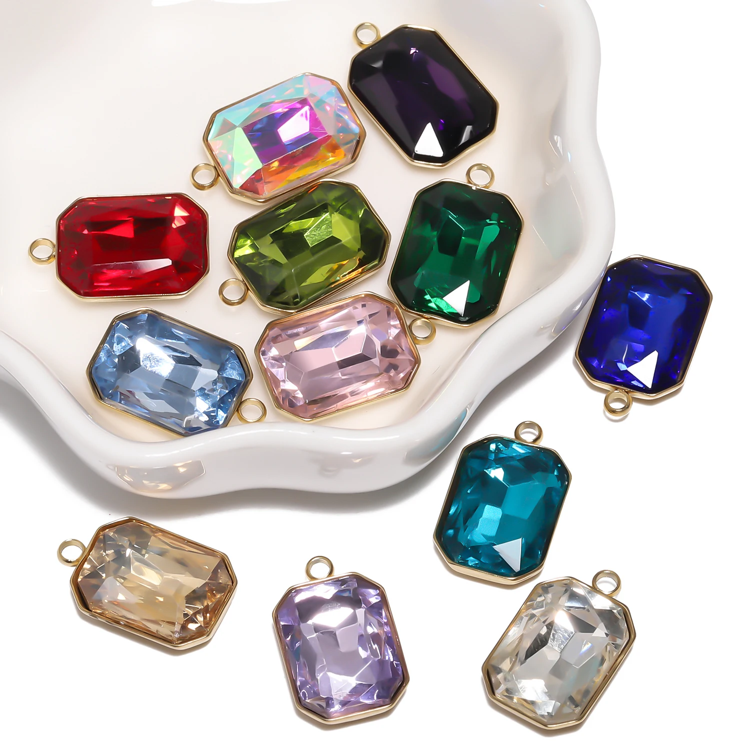 18x11 мм из нержавеющей стали прозрачные прямоугольные хрустальные подвески