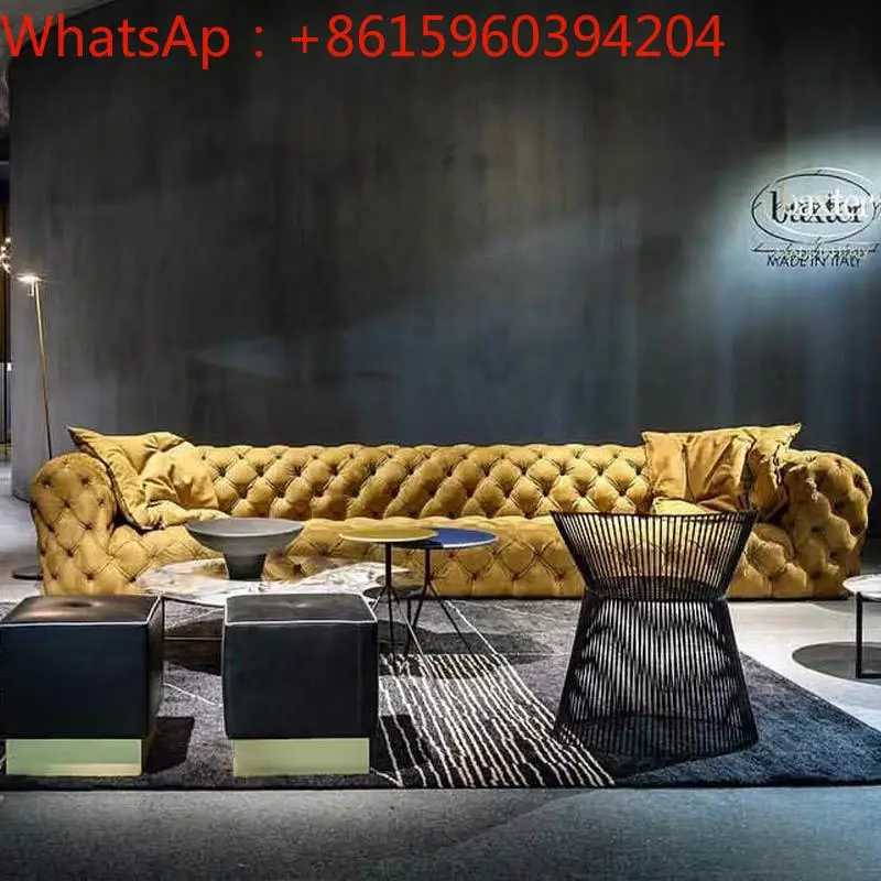 Легкий роскошный современный технологический тканевый диван с пряжкой в