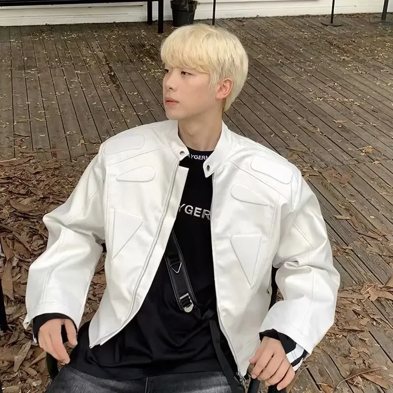 Высококачественная кожаная куртка в американском стиле для мужчин повседневная