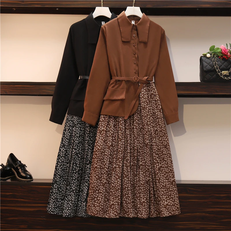 

Осеннее модное платье-рубашка CANSEN с цветочным принтом, атласные и шифоновые Лоскутные облегающие платья из двух частей