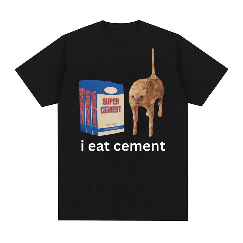 Футболка I Eat Cement Cursed Cat Funny Meme