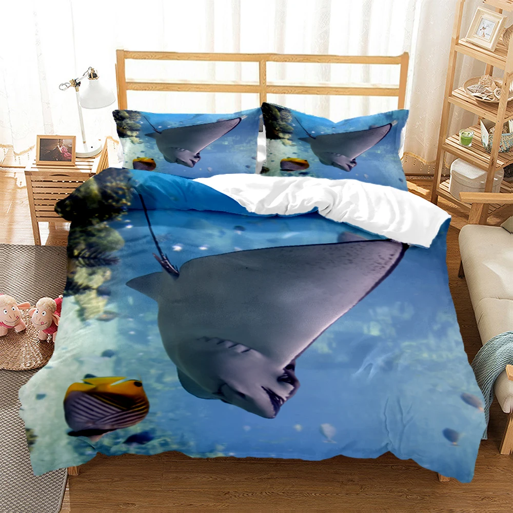 

Комплект постельного белья из трех предметов с изображением морской рыбы