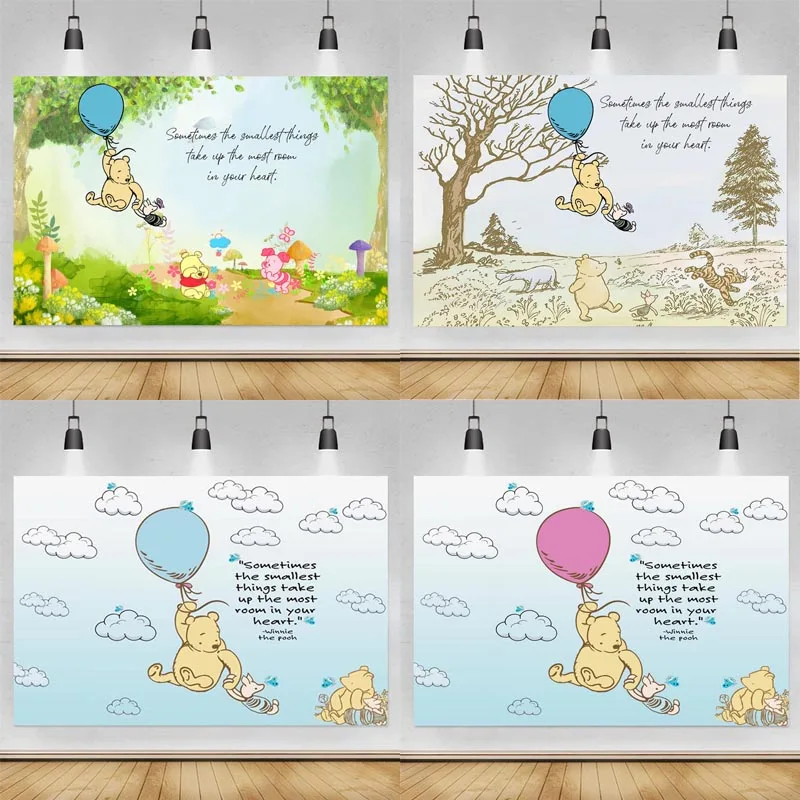 

Classic Cartoon Bear Backdrop Balloon Baby Shower Kids Birthday Party Newborn Photography Background Photo Studio Props Banner