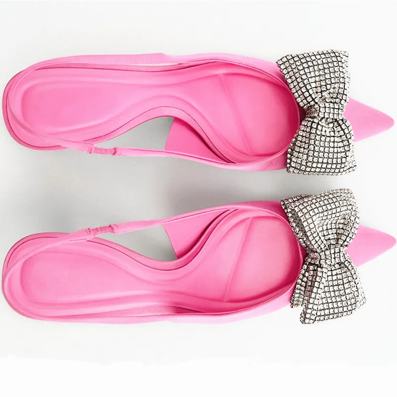 TRAF Pink Women High Heels Woman Pumps Heeled Sandals Fashion Bow Stiletto Slingback Pointe Weddings Bridal Shoes Ladies Shoes