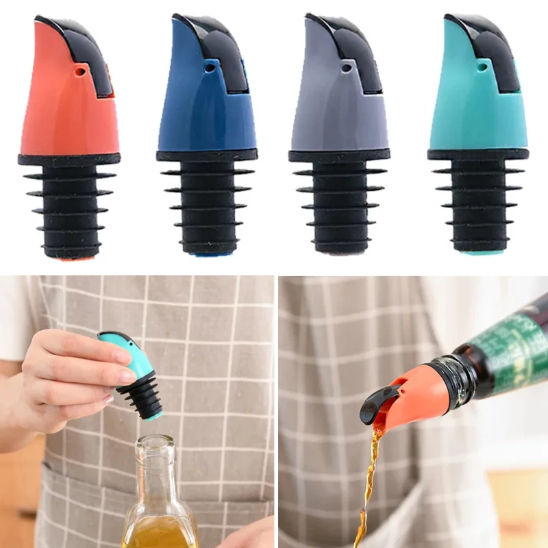 

1/2Pcs Automatic Oil Bottle Stopper Cap Leak-Proof Plug Bottle Stopper Seasoning Bottle Dispenser Wine Sauce Nozzle Kitchen Tool
