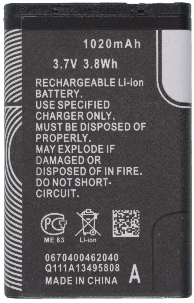 Аккумулятор BL-5C BL-5CB BL-5CA BL6421 BL-5CV TB-BL5C AB1050CWMC AB0800DWML для GINZZU MB505 VERTEX C305 - купить по