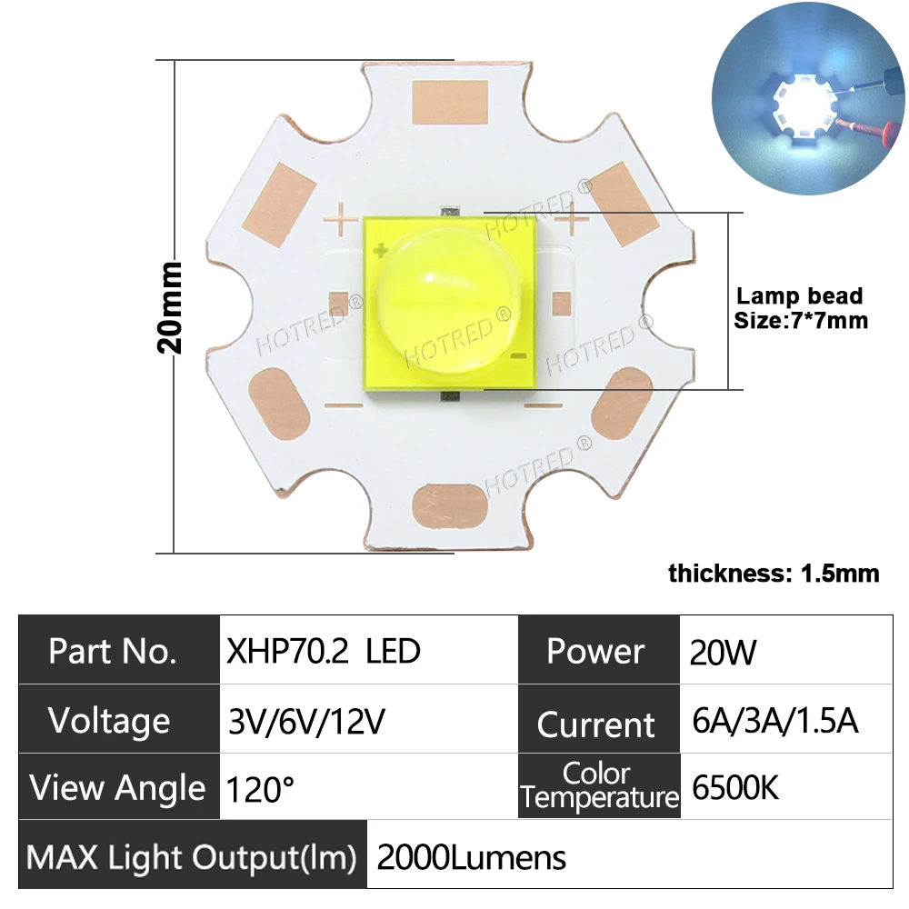 

OTCRREE XHP70.2 20W/40W теплый белый/холодный белый/нейтральный белый светодиодный чип