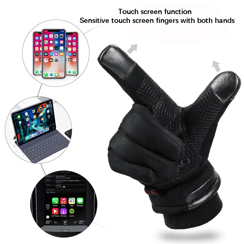 Зимние лыжные перчатки бархатные сохраняющие тепло велосипедные для сенсорных