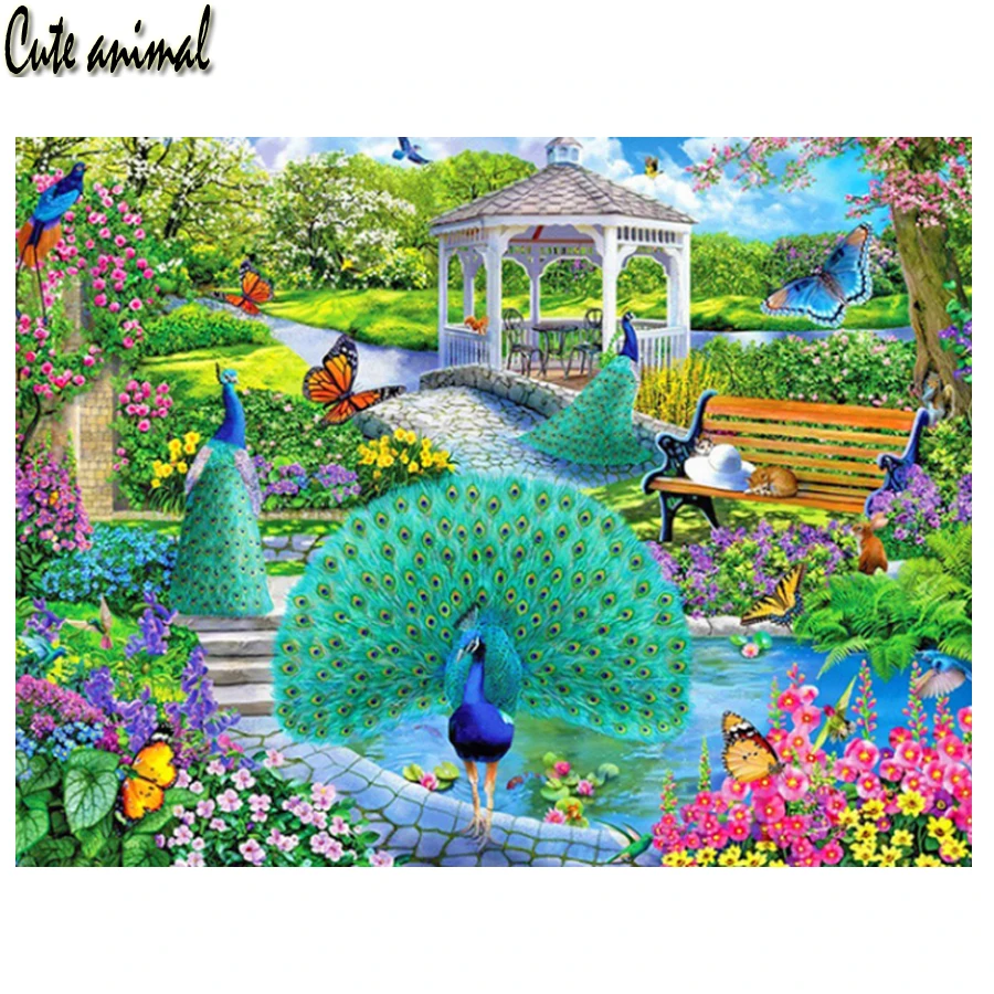 

5D DIY алмазная живопись дом Ландшафтный мост Бриллиантовая картина Стразы для вышивки крестиком в саду