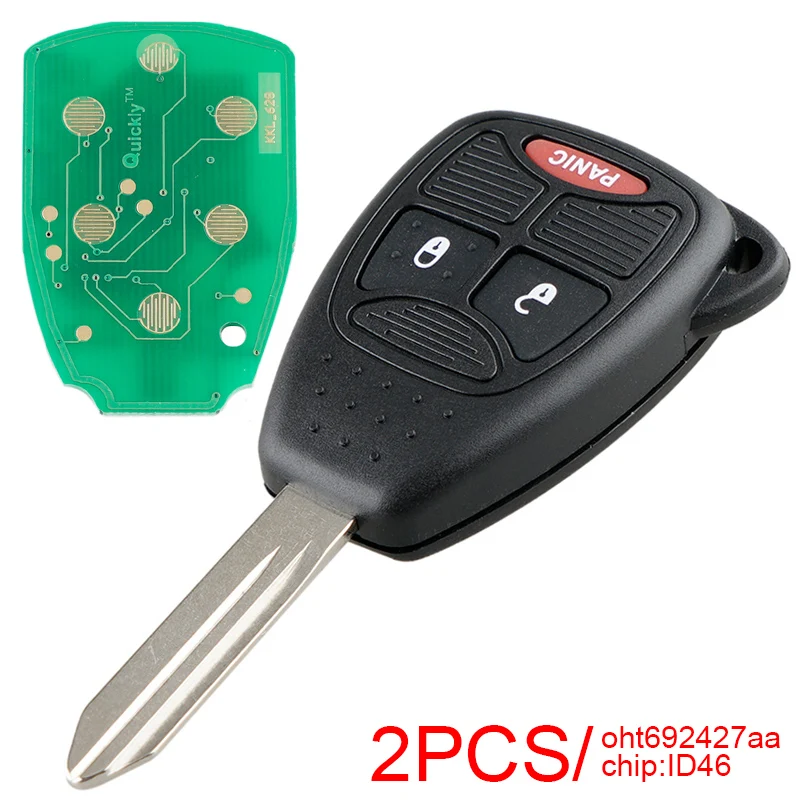 

2pcs 2+1 Button Remote Car Key Fob ID46 Chip OHT692427AA KOBDT04A Keyless Entry Transmitter for Jeep Grand Cherokee Chrysler