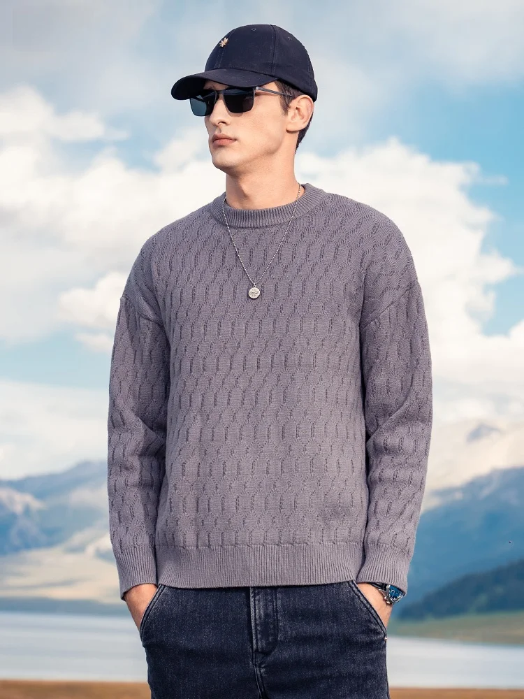 Injall Lun 2024 зимний мужской повседневный жаккардовый трикотаж модный однотонный