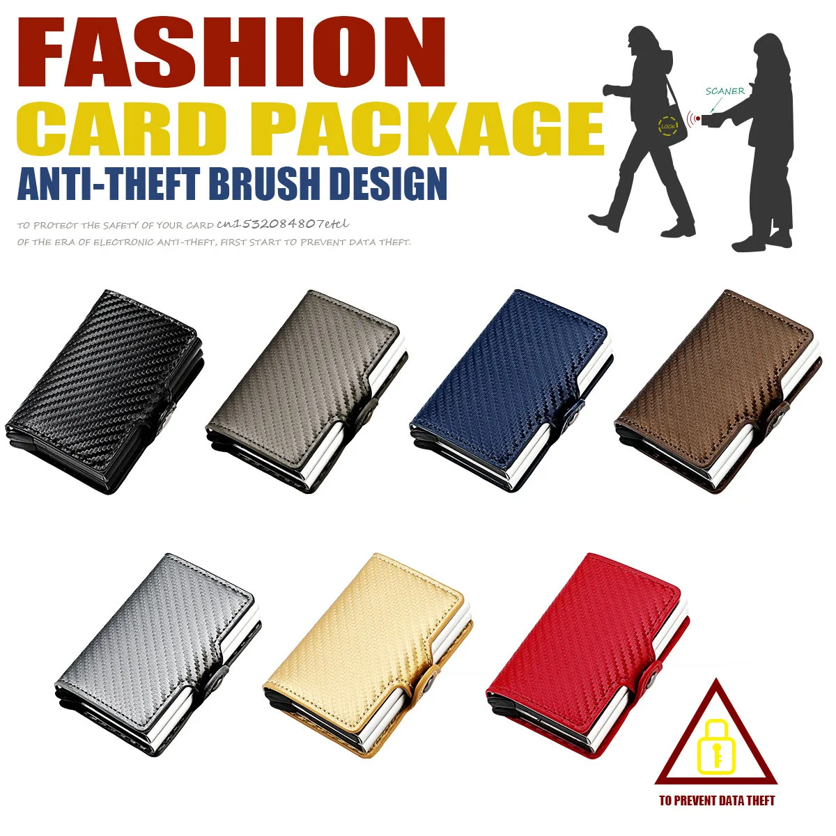 New Rfid Blocking Men's Credit Card Holder Carbon Fiber Vintage Leather Wallets Card Holder for Women Mini Wallet Man Money Clip