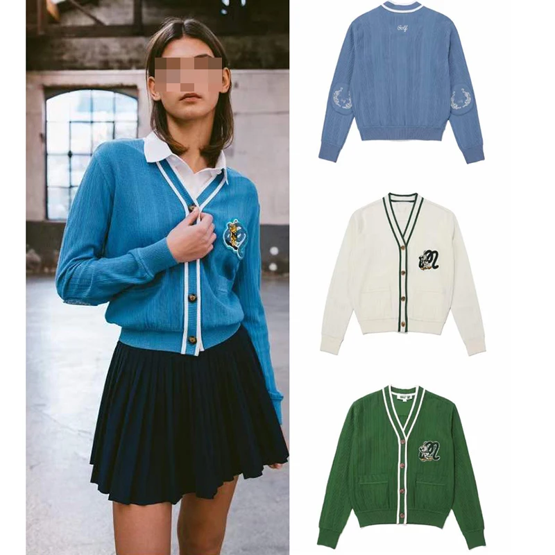 

22 new golf clothing ladies long-sleeved knitted cardigan temperament all-match college wind sweater outdoor GOLF fashion jacket