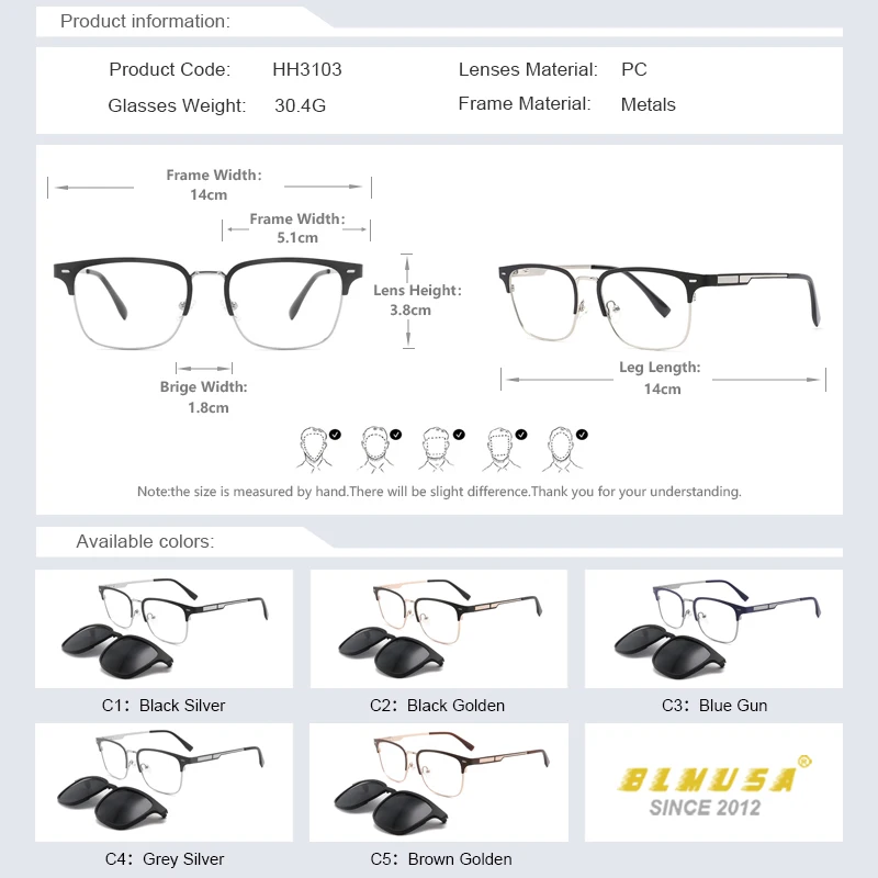 BLMUSA 2025 новые очки с магнитной клипсой для мужчин поляризационные солнцезащитные