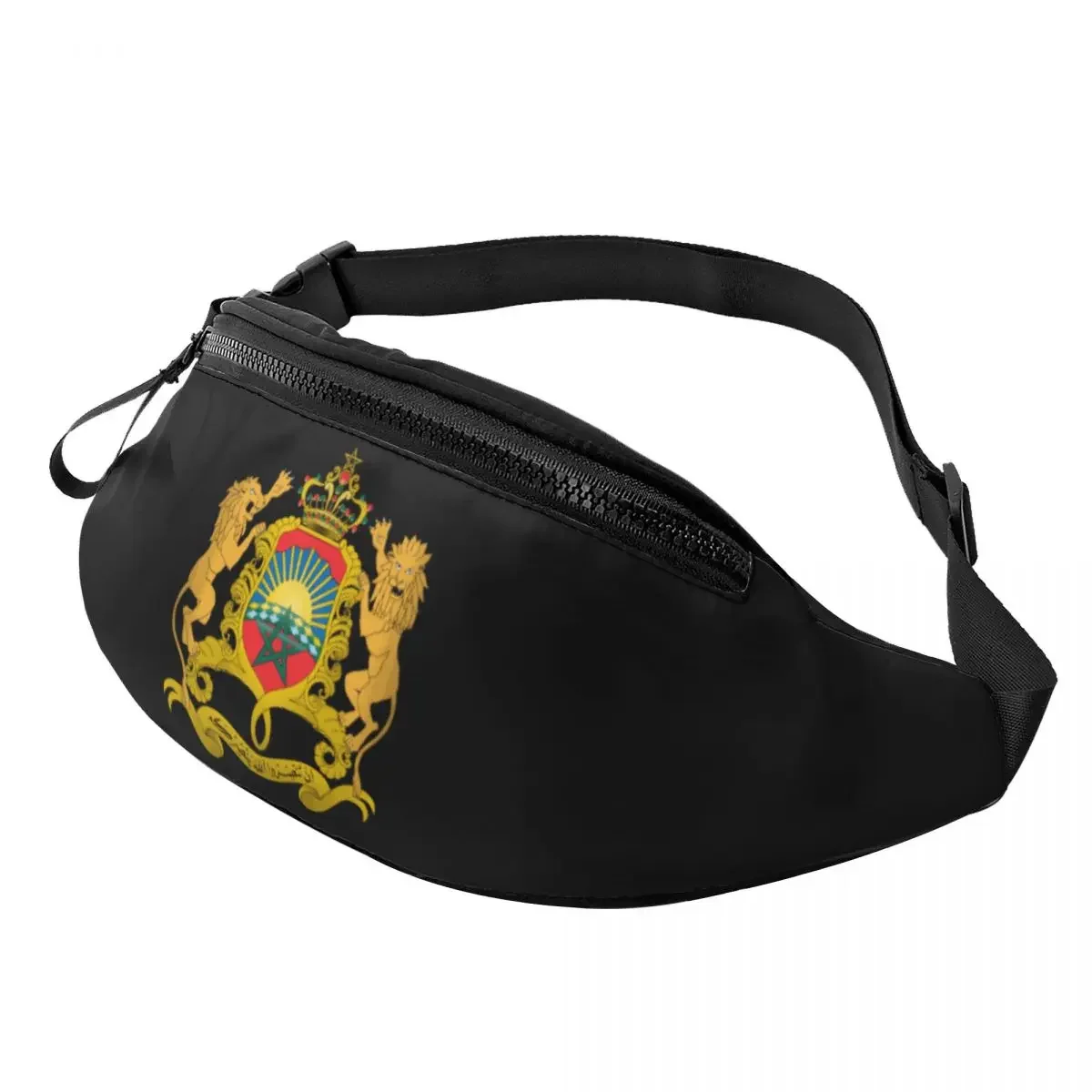 

Kingdom Of Morocco Fanny Pack Women Men Custom Moroccan Patriotic Crossbody Waist Bag for Cycling Camping Phone Money Pouch