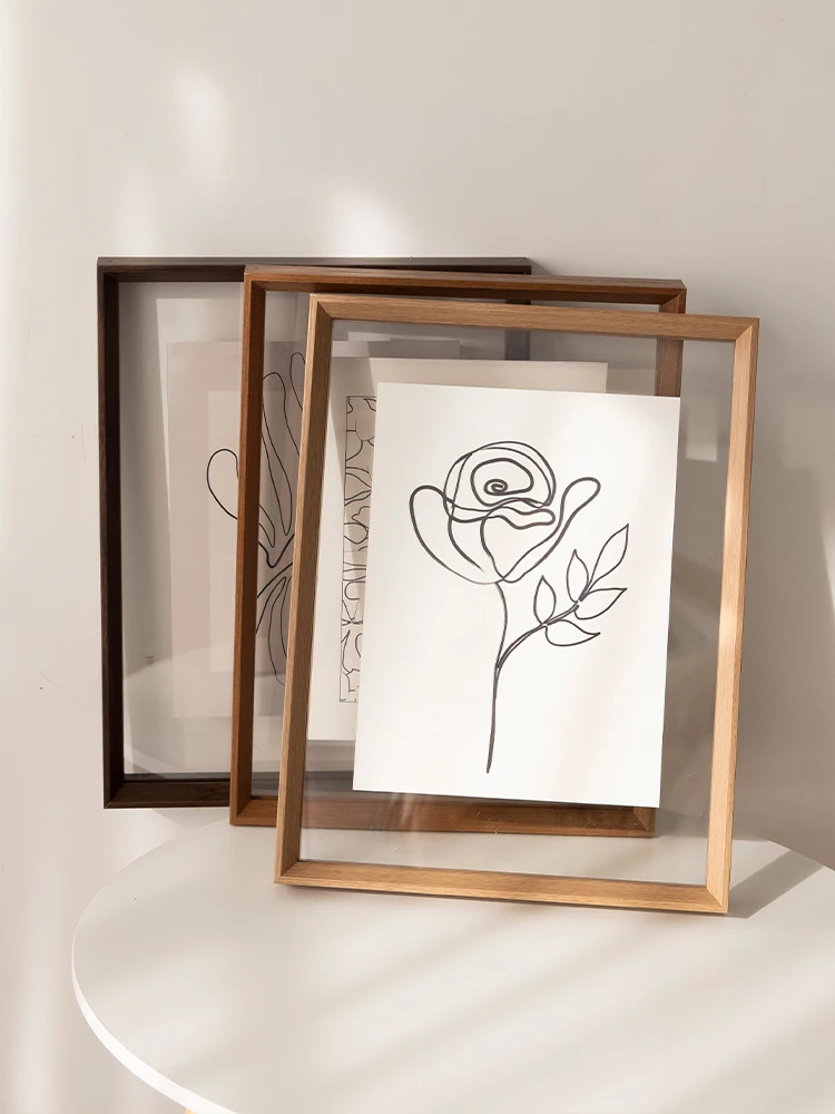 

Double sided transparent photo frame a4 showcases customized acrylic solid wood picture frame, calligraphy large frame