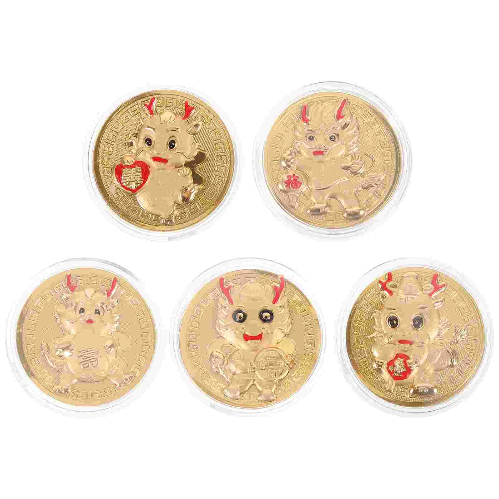 

Dragon Coin Decor Commemorative Coins Collecting Collection Zodiac Chinese New Year Gifts Souvenir