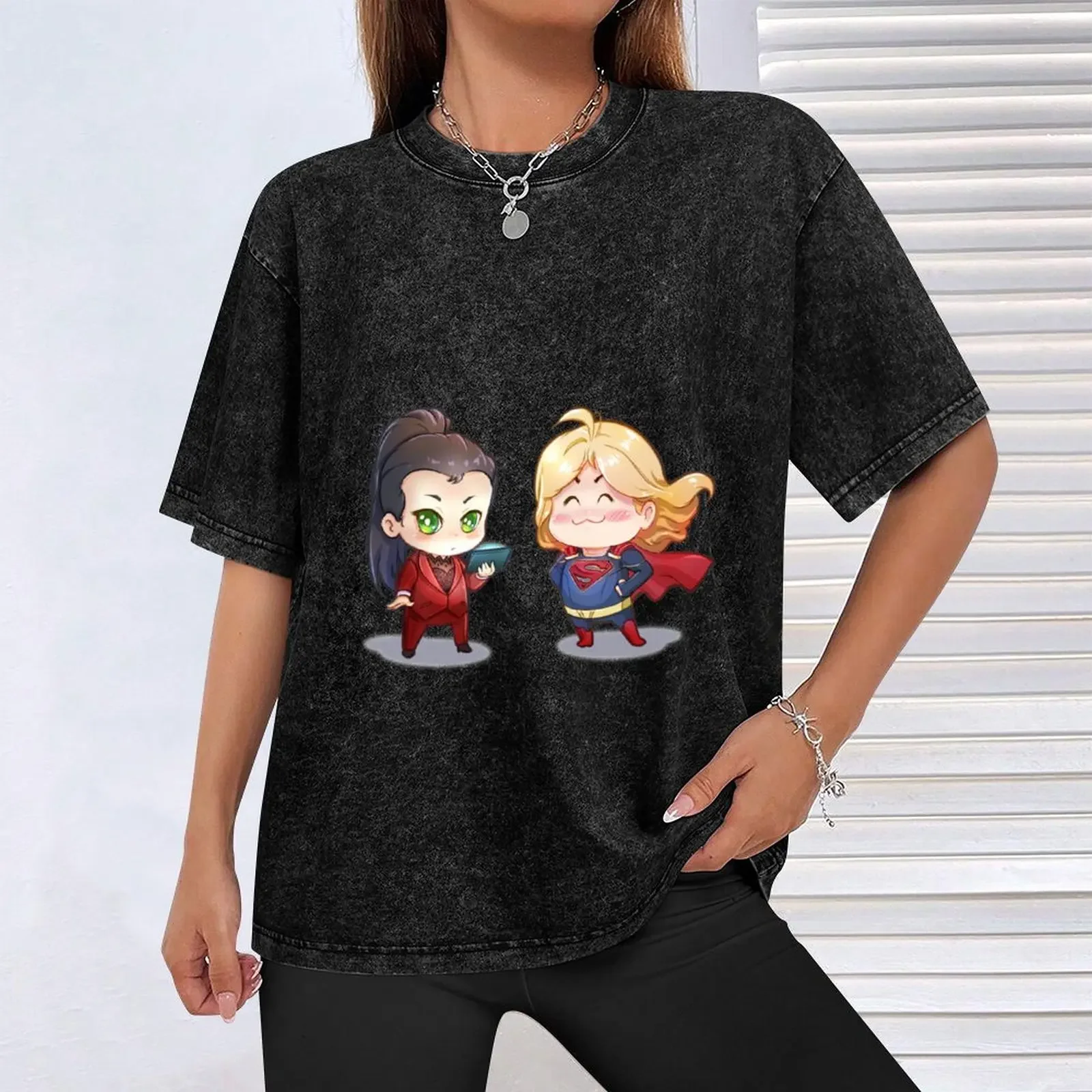 Фото Футболка Supercorp Chibi, однотонный хлопковый топ с короткими рукавами №4