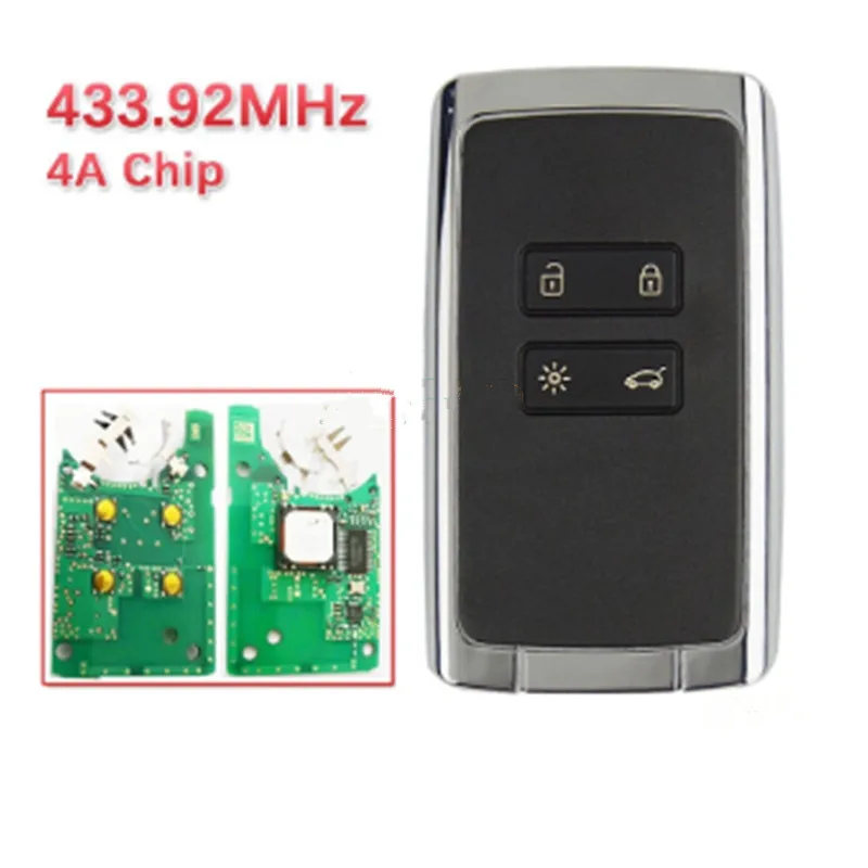 

2pcs Smart Car Key 4 button keyless remote key 434mhz Hitag AES 4A pcf7953 chip for renault megane 4 Keyless car key