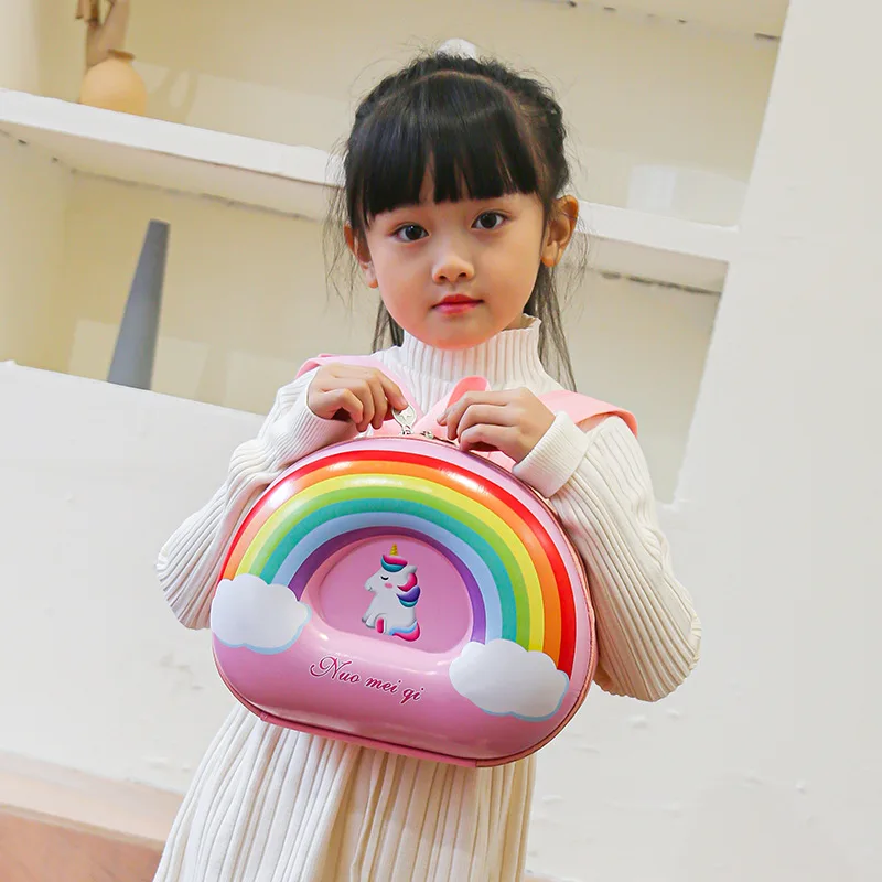 

Children Popular Hard Shell Rainbow Pony Cute Cartoon Animal Kindergarten Backpack Prevention of Loss Out of Pocket Wallet
