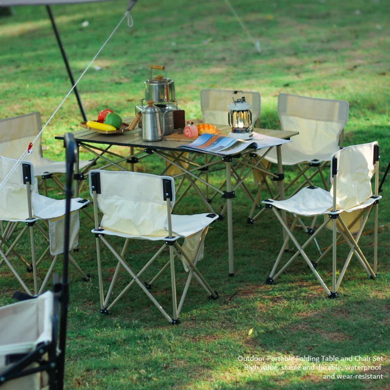

2022 Good Quality Outdoor Portable Light Weight Reclining Metal Folding Relax Camping Table And Chair Set