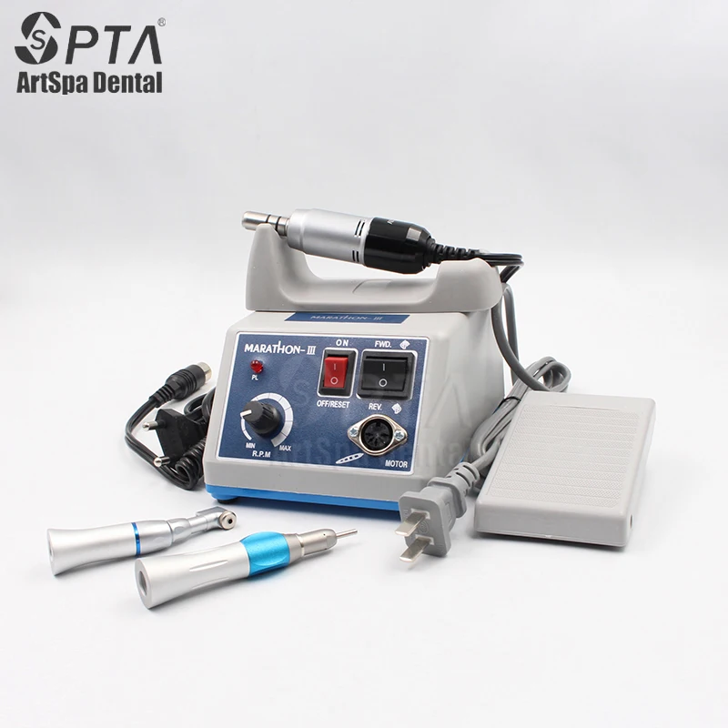 SPTA Dental Lab Micromotor Polisher Handpiece With Contra Angle & Straight Turbine SEAYANG MARATHON 3 Dentist Electric Motor