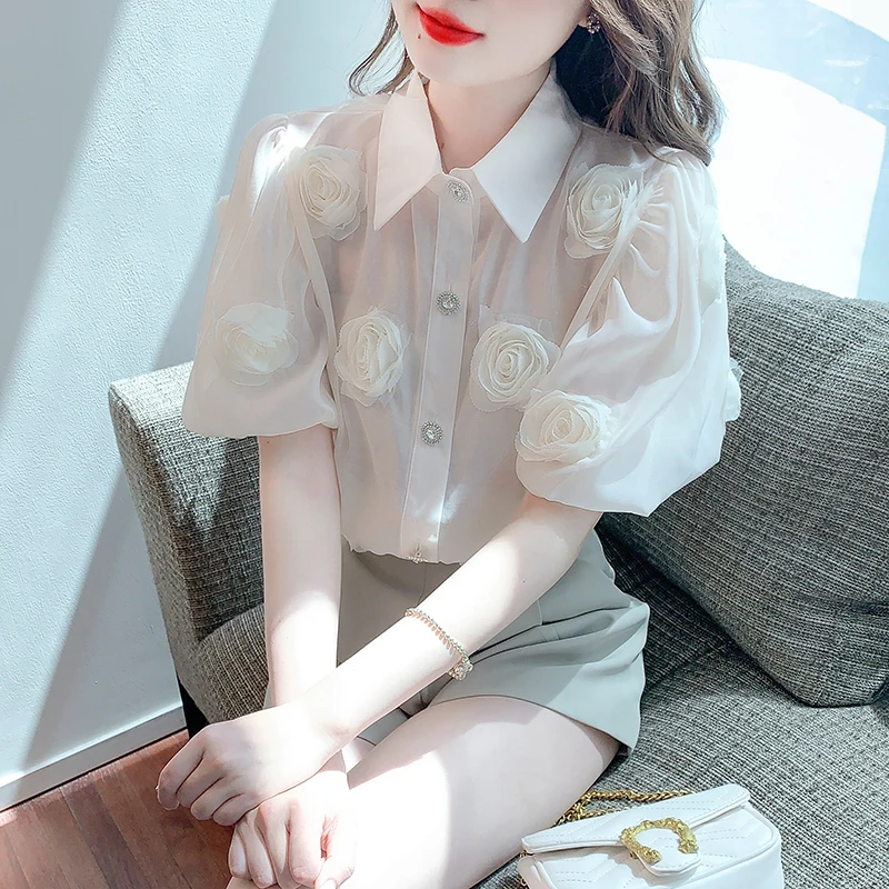 

COIGARSAM Shirt Womens Tops Summer 2022 New Short Sleeve Floral Lace Spaghetti Strap Women Shirts Dropshipping