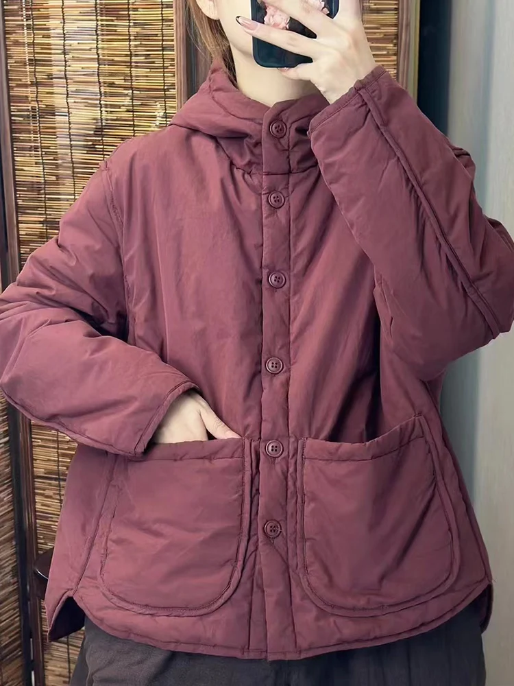 Пальто с хлопковой подкладкой и капюшоном для женщин осенне-зимнее новое