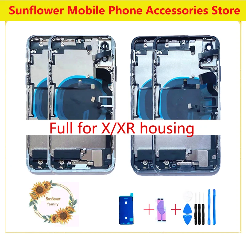

Back Cover Full Assembly For iphone XR X Housing Battery Door Middle Chassis Frame Assembly Door Rear with Flex Cable
