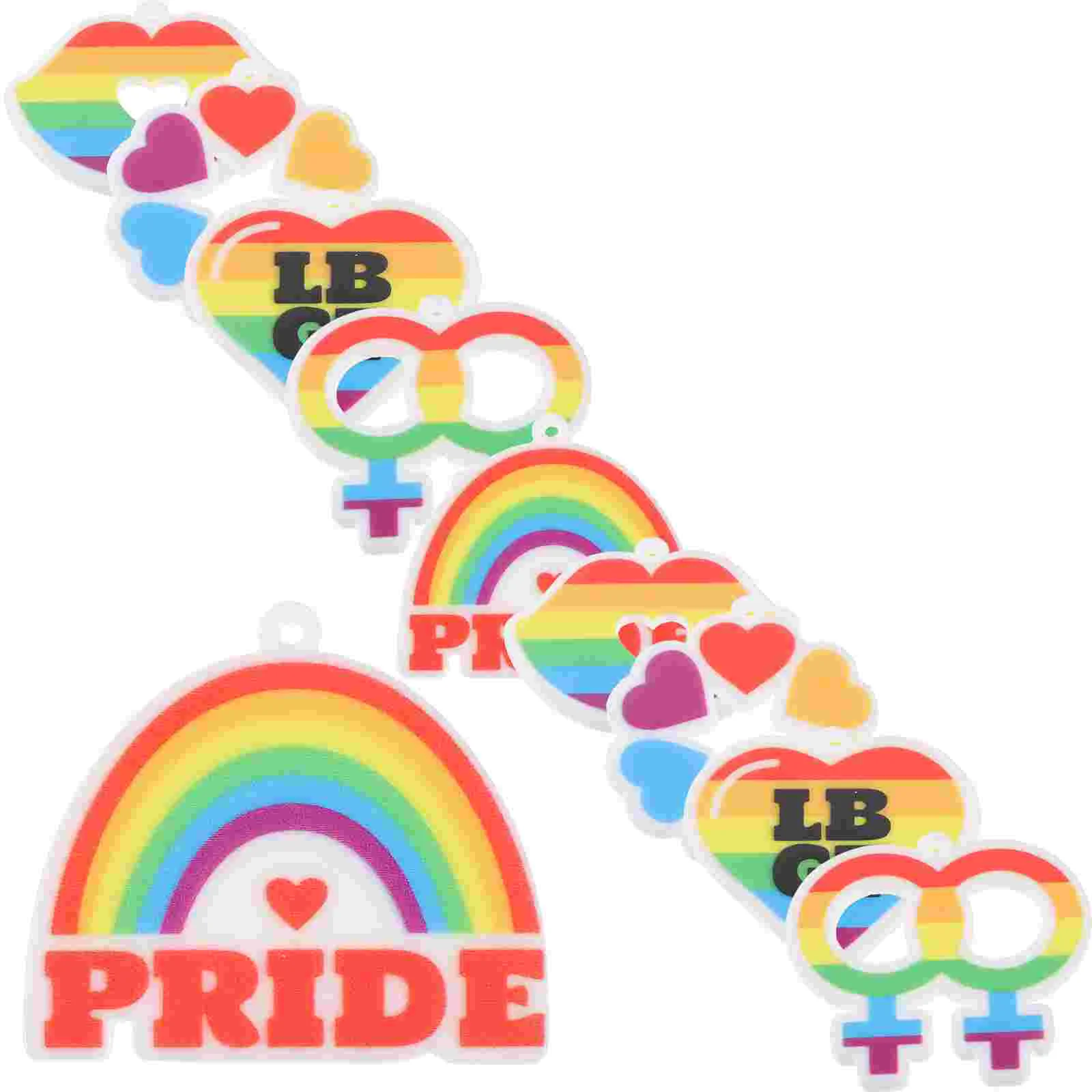 

10pcs Rainbow Key Chains Car Rainbow Key Rings Charm Pride Keychains Decorations