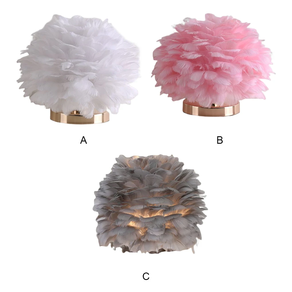 

US Plug Table Light Feather Bedroom Bedside Decorative Night Lamp Atmospheres Lighting Decoration Pink Remote Type 3