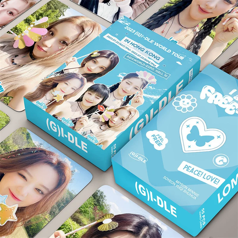 

Kpop 55pcs/set G-idle Girl Group Album Peripheral Poster Small Card Iam Free-ty Hd Picture Lomo Card Gidle Song Yuki Gift Card