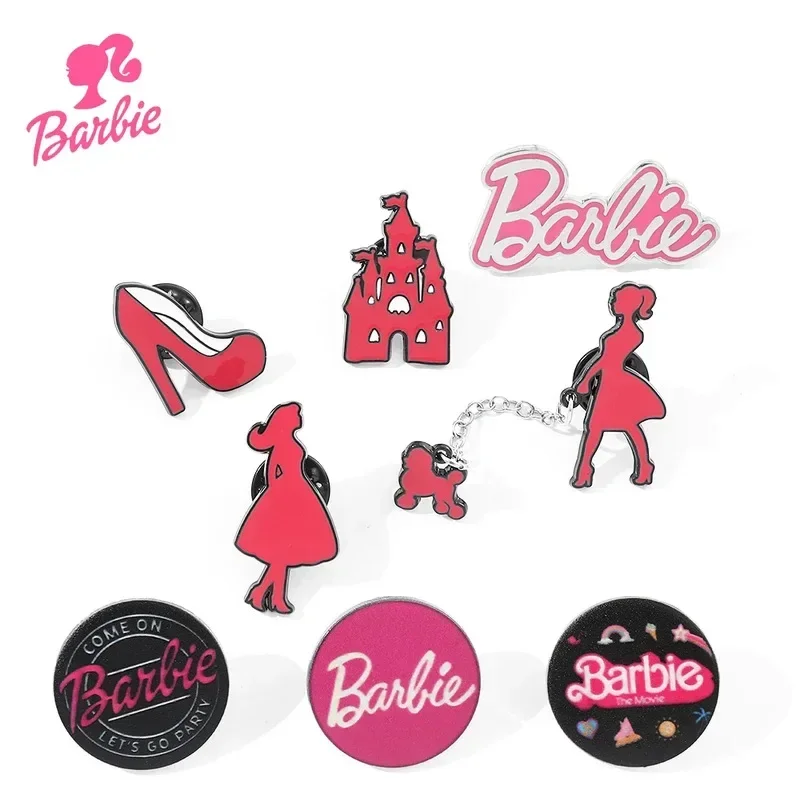Брошь Барби розовая английская буква металлический значок кукла-баби сумка для