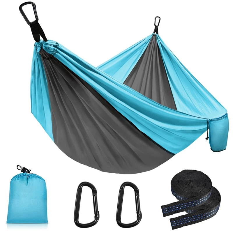 

Portable Outdoors Camping Hammock With 2 Carabiners+ 2 Tree Straps Camping Accessories For Travel,Beach,Yard,Garden