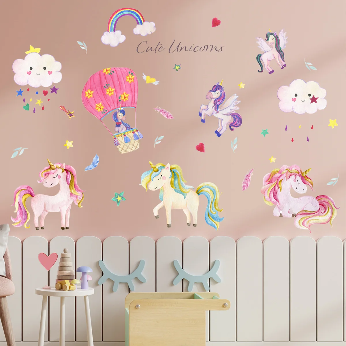 

4pcs Cute Home Decor Wall Stickers Anime Stars Unicorn Wall Stickers Children's Room Bedroom Kindergarten Decoration Accessories