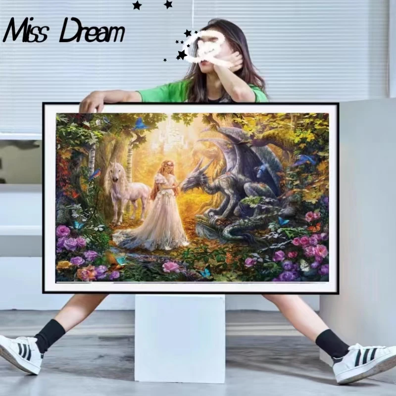 

Алмазная живопись 5d, полная алмазная живопись «чудовище и маленькая красавица», вышивка крестом, украшение для спальни, гостиной, детской комнаты