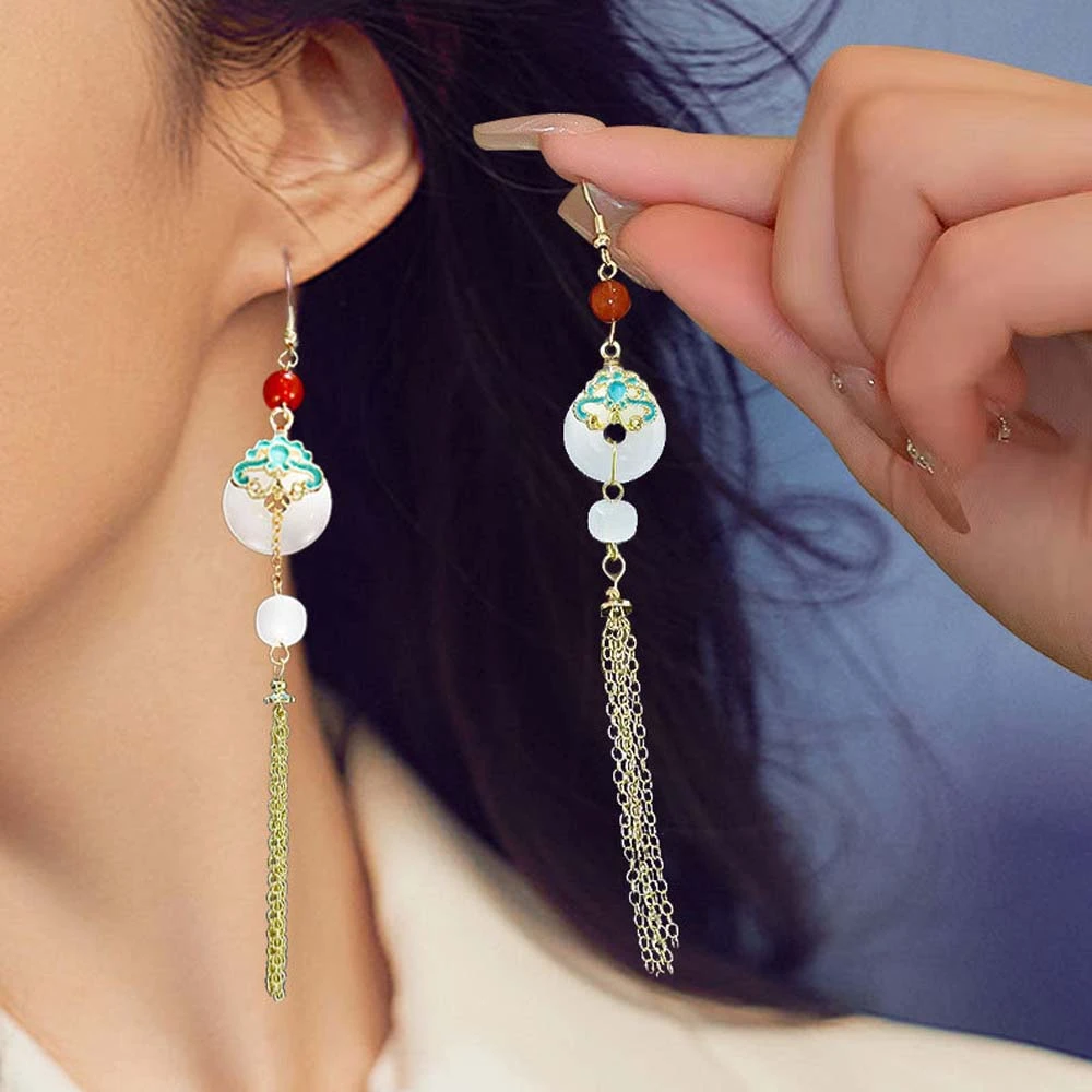 Серьги с кисточками в китайском античном стиле Hanfu длинные висячие серьги Cheongsam