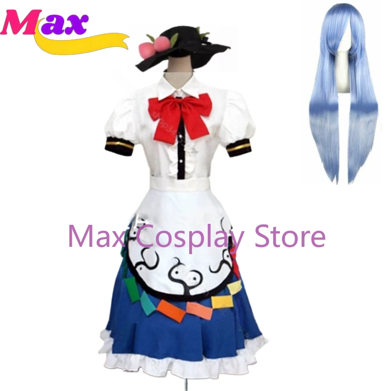 Max Cos Touhou Project Hinanwi Tenshi Cosplay Anime Costume with Hat Customized Size