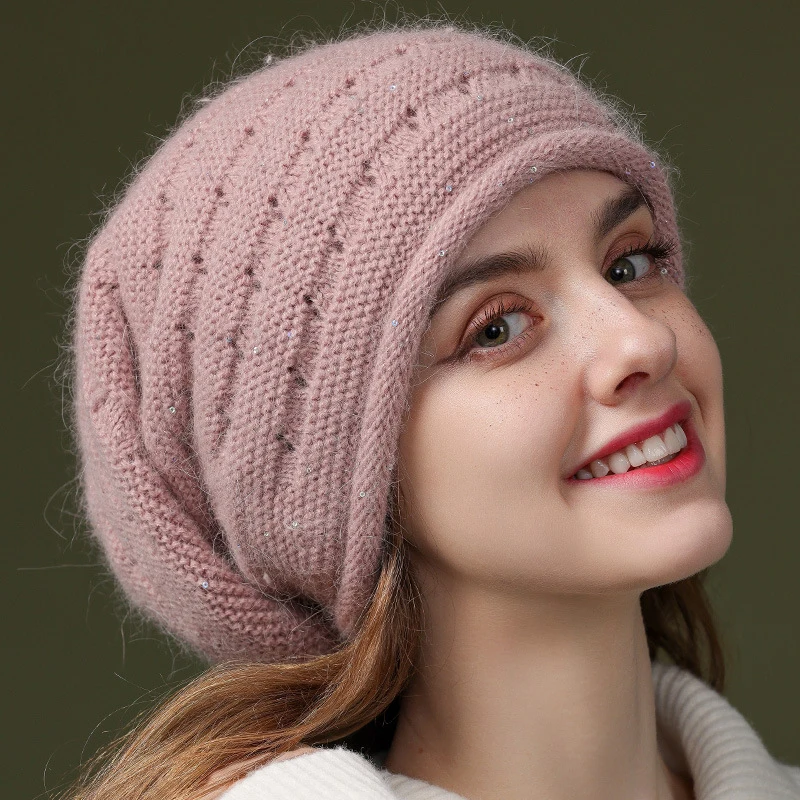 

Outdoor Ear Protection Cashmere Wool Knit Beanie Hat Winter Beanies Skullies for Women Knitted Pullover Cap Girls Warm Bonnet