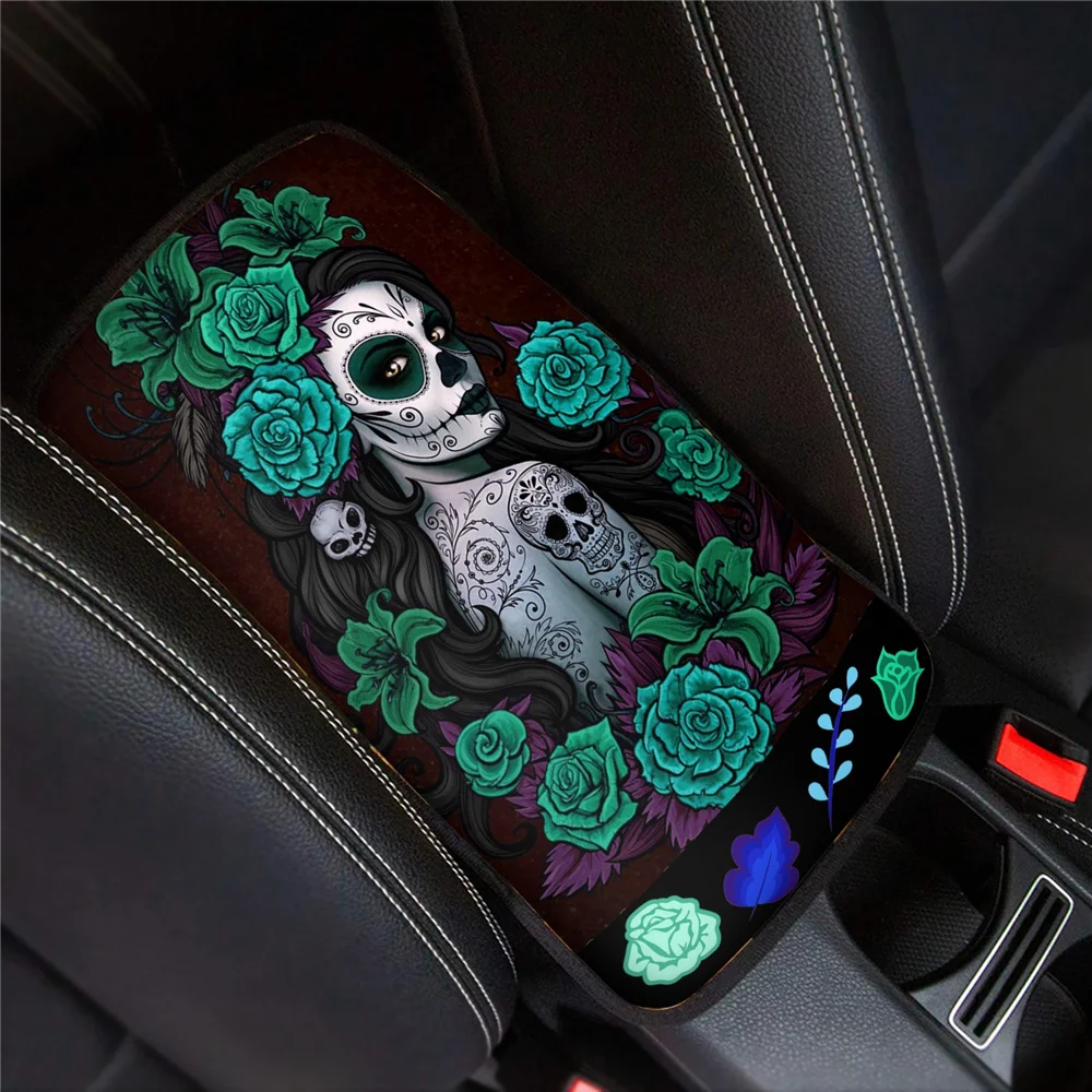 Universal Car Armrest Cover Auto Day Of The Dead Pattern New Arrivals Car Accessories Car Accessories