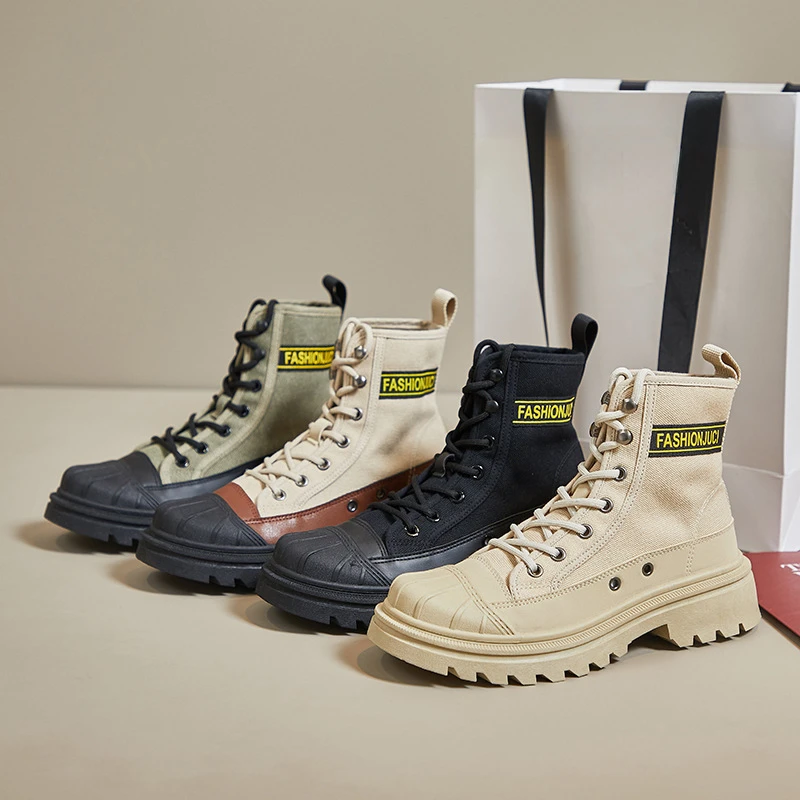 

Thick Bottom ankle Boots Women's Boots 2023 Autumn winter New Lace up Elevated Casual Canvas Boots Mountaineering Boots