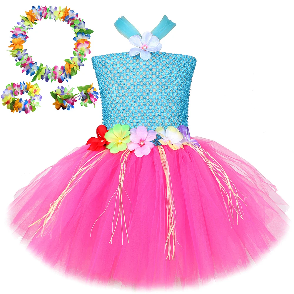 Цветы гавайская яркость для девочек яркие балетные платья детей танцевальная